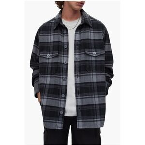 AllSaints Brattle Plaid Oversized Shirt Shacket Men's S Grunge Indie Streetwear